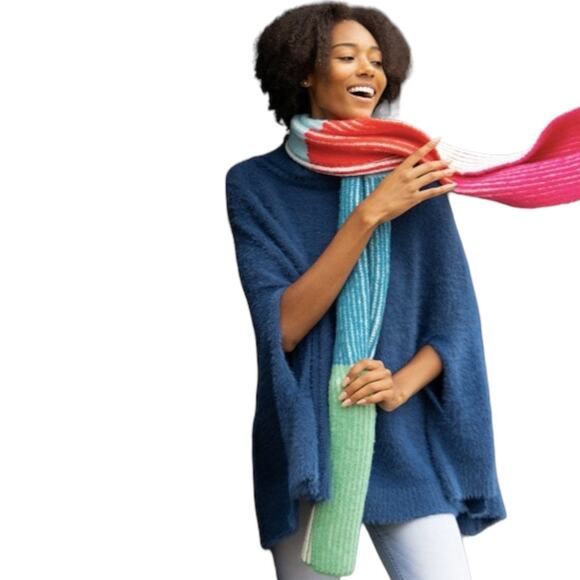 Mer Sea Oh So Cozy Scarf New NWT Multicolor Stripe Blue Green Red Pink Soft Warm - Picture 8 of 9